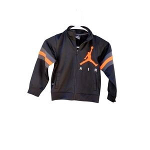 Jordan Kids Black Full Zip Track Jacket With Orange/Gray Stripes Size M
